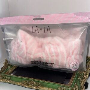 LA LA Pink Striped Teddy Headband